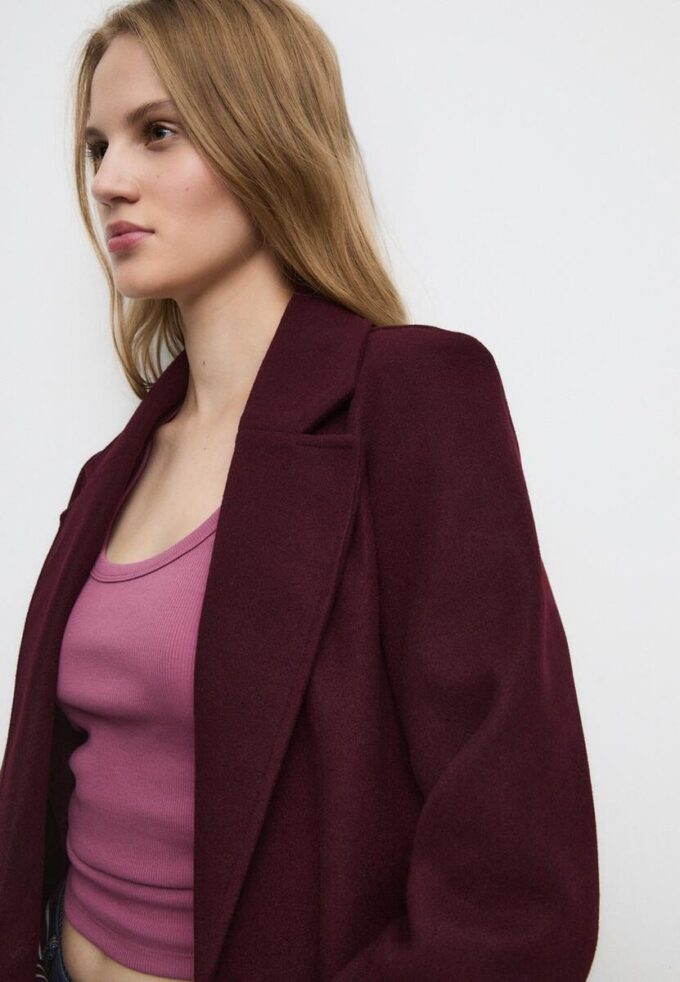 Abrigo midi abotonado de tacto suave Abrigo midi abotonado de tacto suave