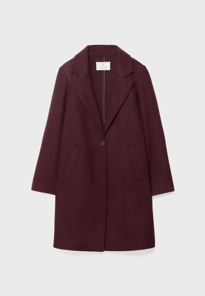 Abrigo midi abotonado de tacto suave Abrigo midi abotonado de tacto suave