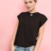 B06 Camiseta básica de hombros caídos