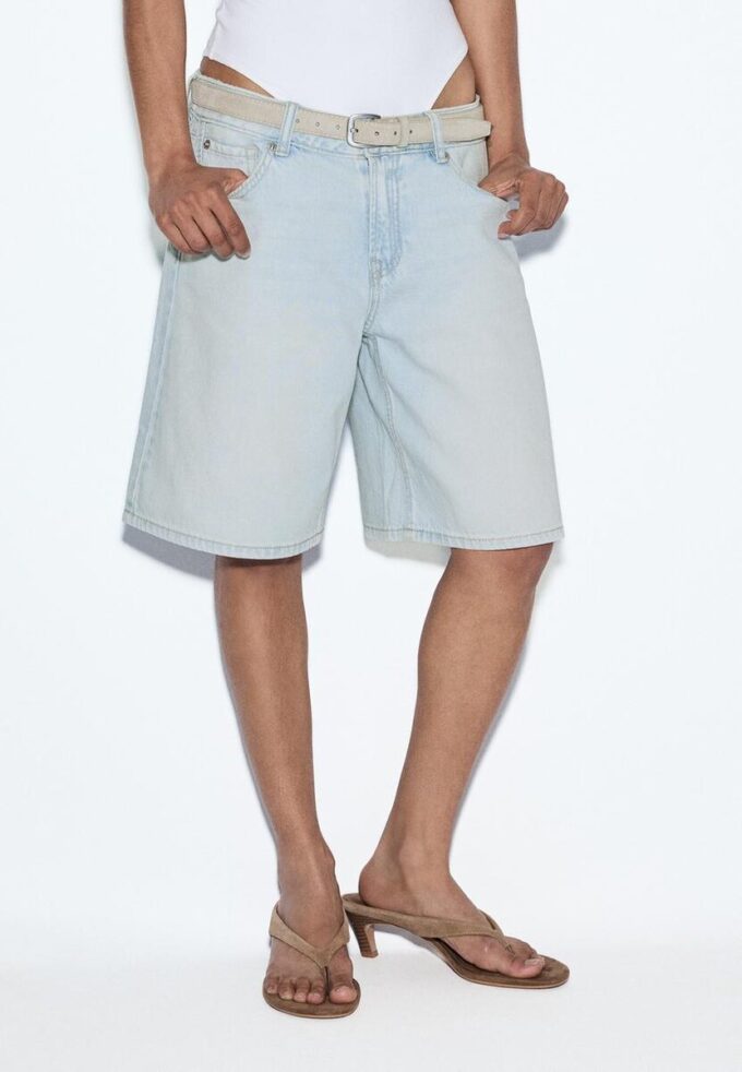 Bermudas de mezclilla con cinturón Bermudas de mezclilla con cinturón