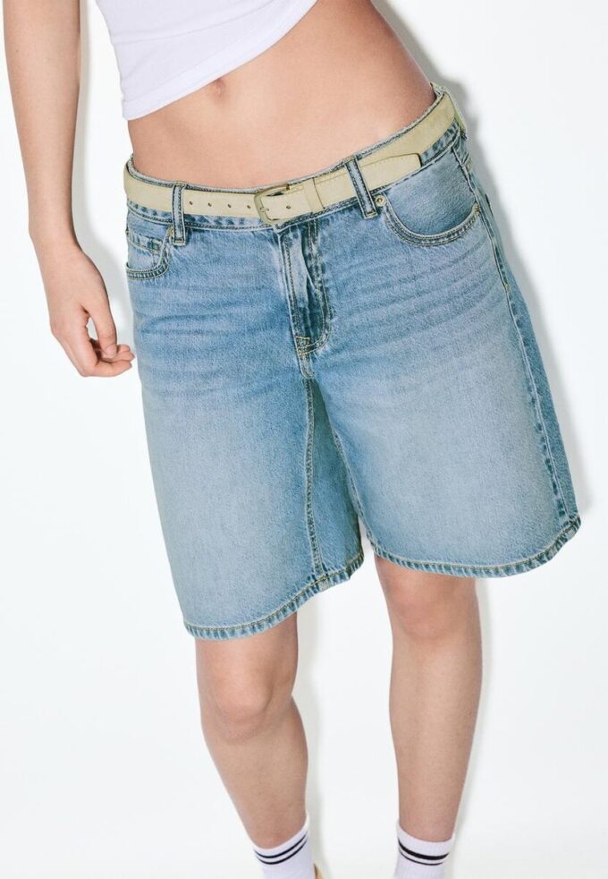 Bermudas de mezclilla con cinturón Bermudas de mezclilla con cinturón