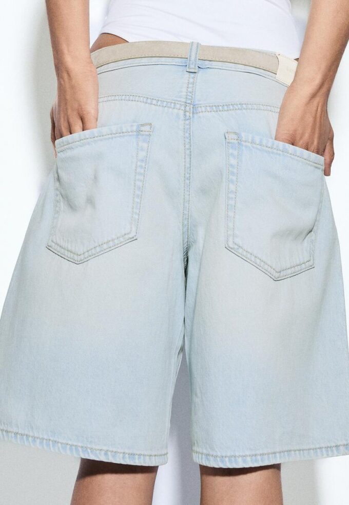 Bermudas de mezclilla con cinturón Bermudas de mezclilla con cinturón