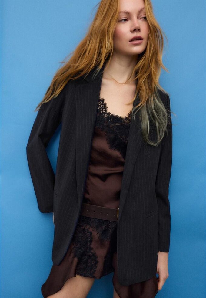 Blazer abierto a rayas Blazer abierto a rayas