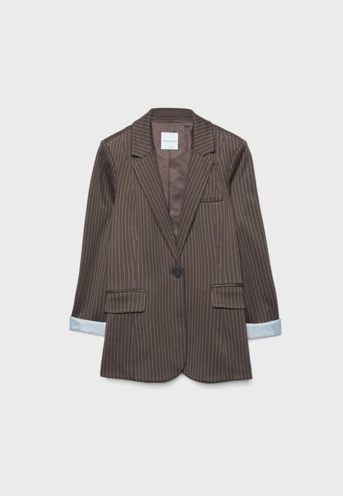 Blazer básico de punto a rayas Blazer básico de punto a rayas