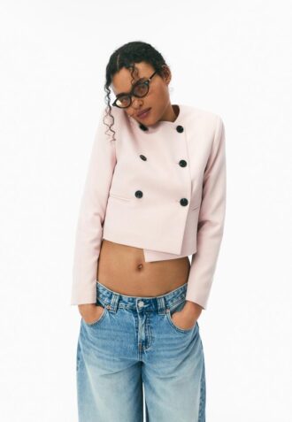 Blazer corto de cuello redondo