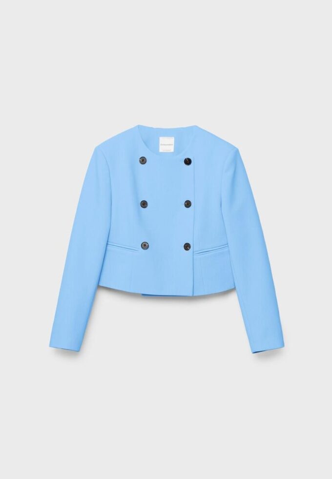 Blazer corto de cuello redondo Blazer corto de cuello redondo