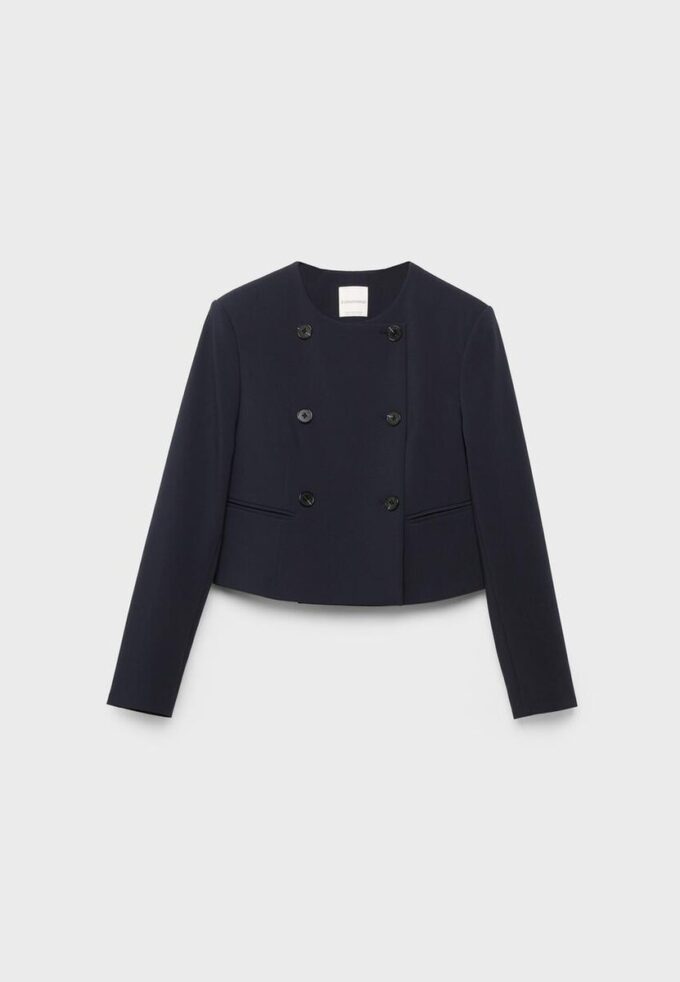 Blazer corto de cuello redondo Blazer corto de cuello redondo