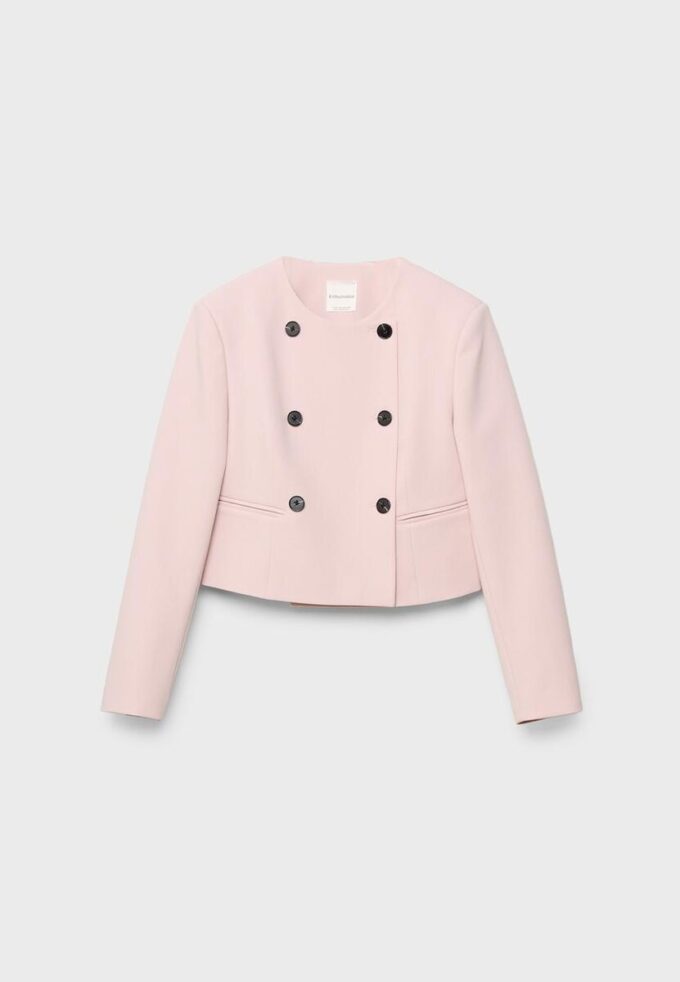 Blazer corto de cuello redondo Blazer corto de cuello redondo