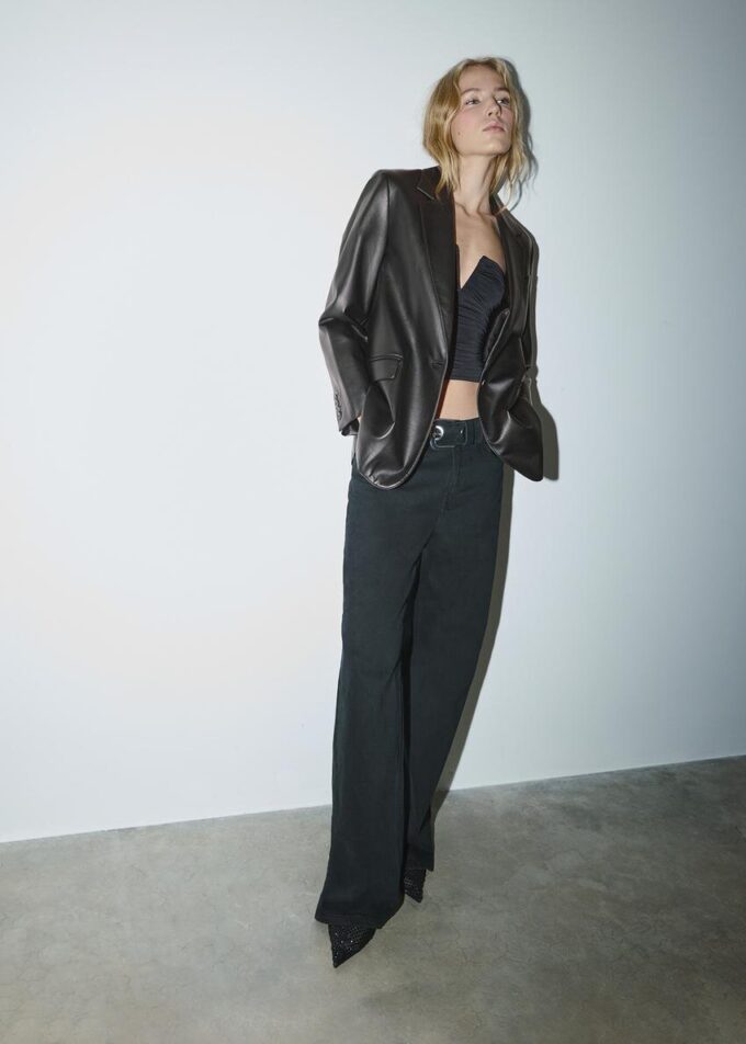 Blazer de corte regular con efecto piel Blazer de corte regular con efecto piel