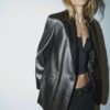 Blazer de corte regular con efecto piel Blazer de corte regular con efecto piel