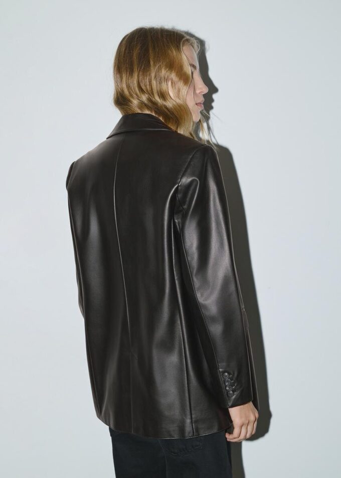 Blazer de corte regular con efecto piel Blazer de corte regular con efecto piel