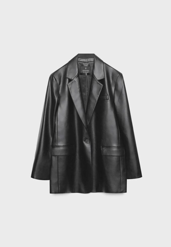 Blazer de corte regular con efecto piel Blazer de corte regular con efecto piel