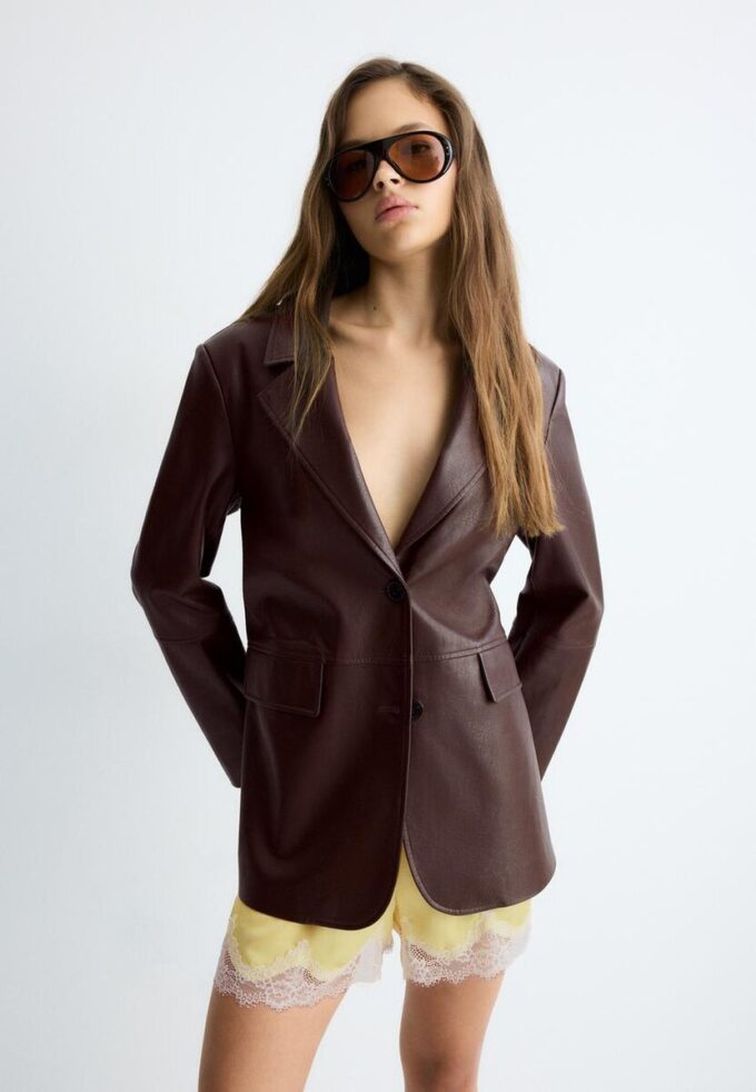 Blazer de imitación de piel Blazer de imitación de piel
