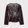 Blazer sin cuello con peplum efecto piel Blazer sin cuello con peplum efecto piel