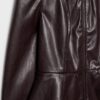 Blazer sin cuello con peplum efecto piel Blazer sin cuello con peplum efecto piel