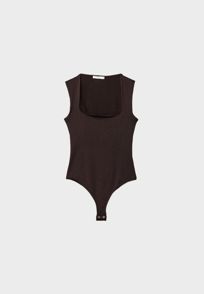 Body de poliamida con cuello cuadrado Body de poliamida con cuello cuadrado