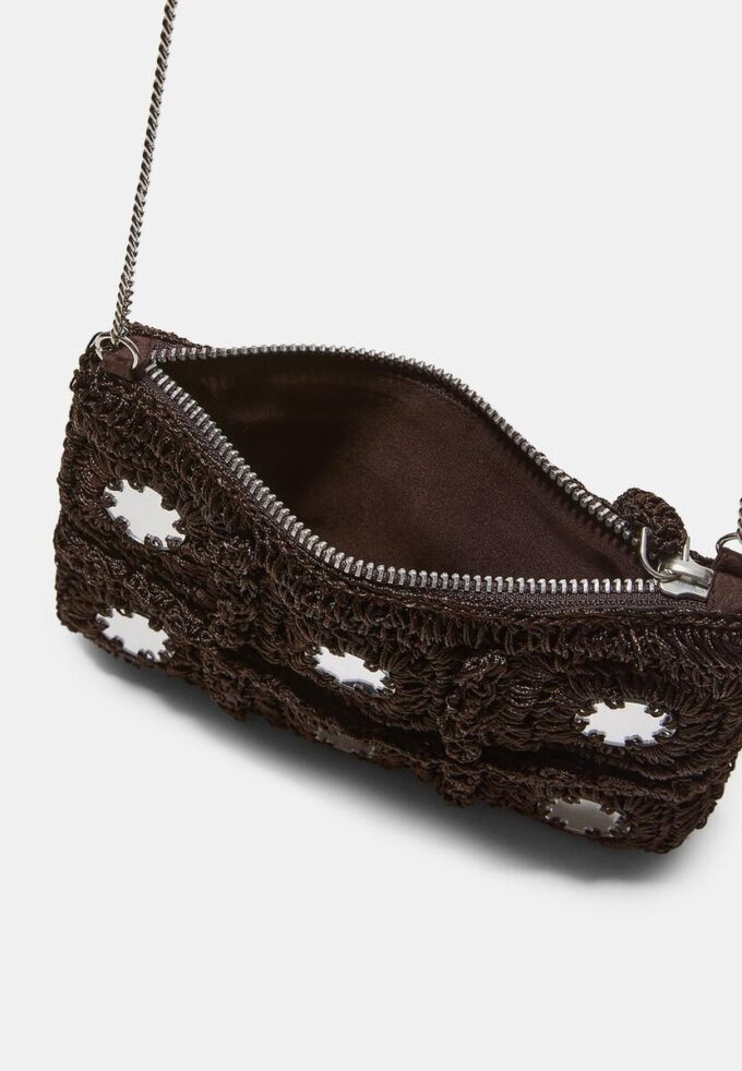 Bolso bandolera mini de ganchillo con espejos Bolso bandolera mini de ganchillo con espejos