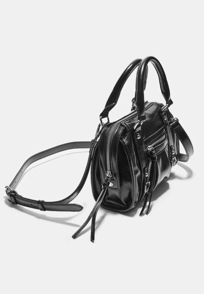 Bolso bandolera tipo bowling de piel sintética