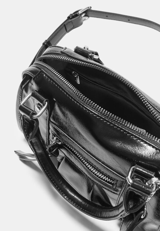 Bolso bandolera tipo bowling de piel sintética