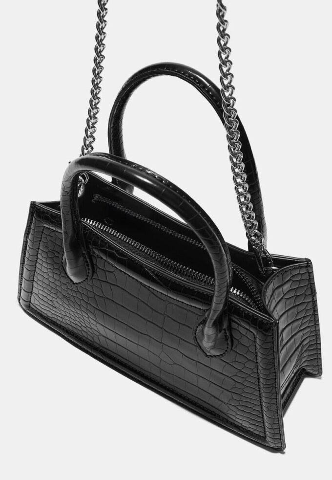 Bolso bandolera tipo trapecio con efecto coco