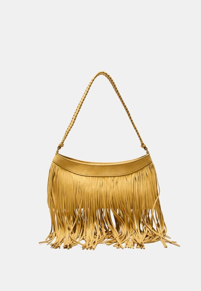 Bolso de hombro con flecos largos