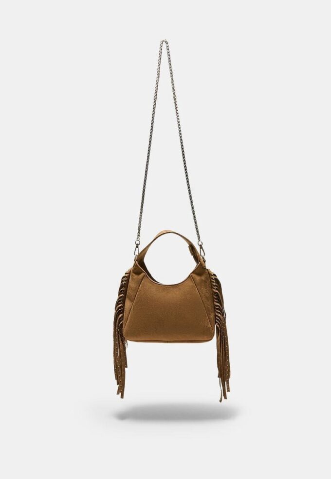 Bolso de hombro con flecos laterales Bolso de hombro con flecos laterales