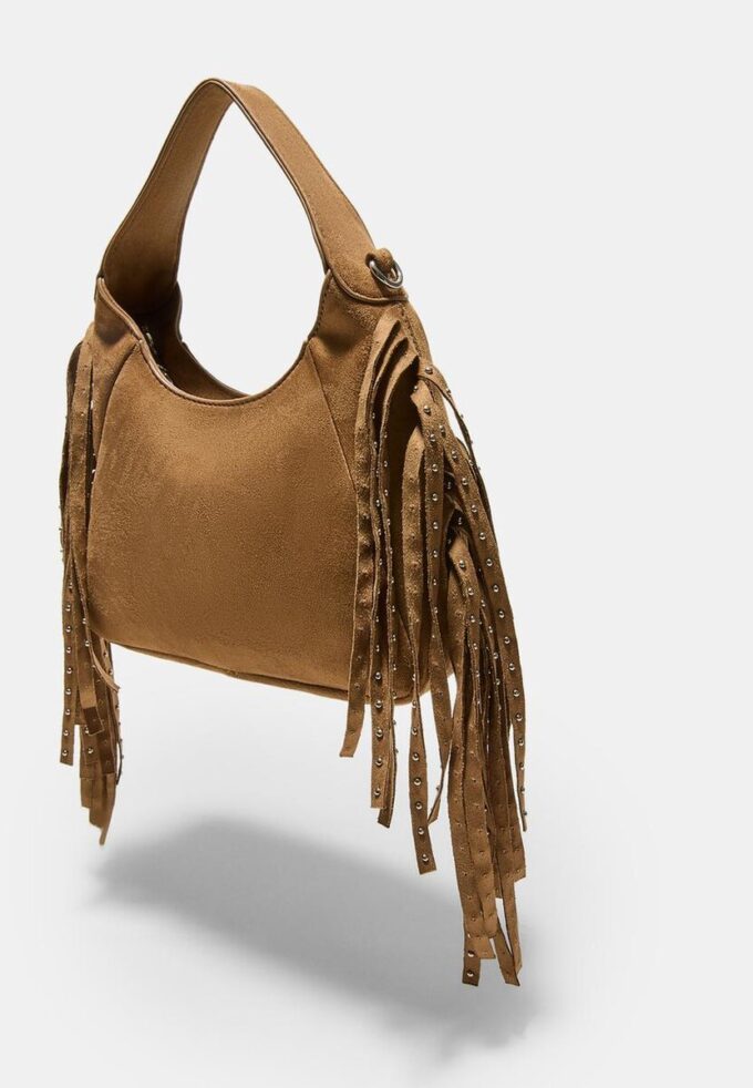Bolso de hombro con flecos laterales Bolso de hombro con flecos laterales