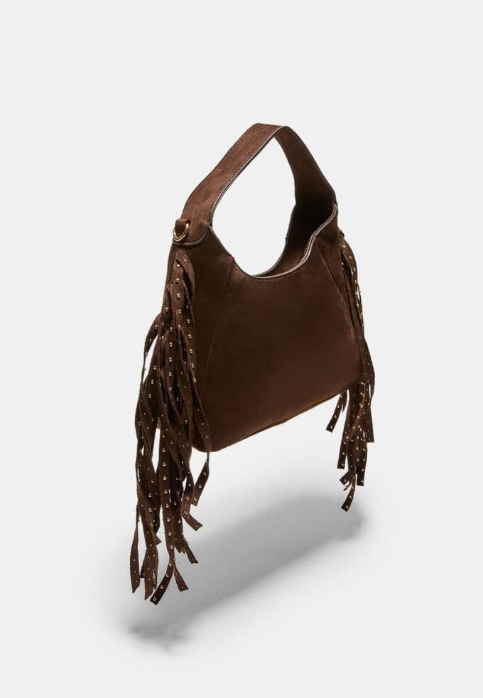 Bolso de hombro con flecos laterales Bolso de hombro con flecos laterales