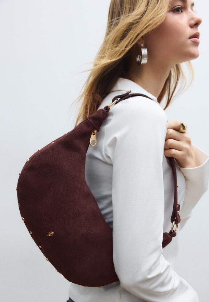 Bolso de hombro con tachuelas 100 % piel Bolso de hombro con tachuelas 100 % piel
