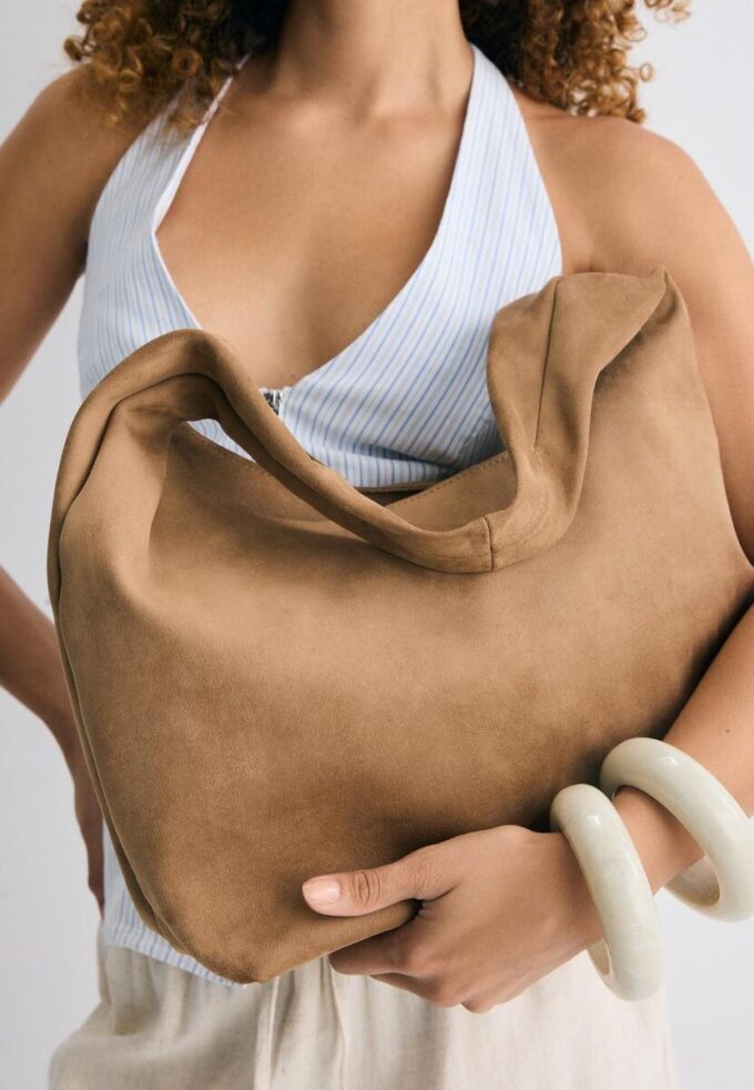 Bolso de hombro de ante sintético