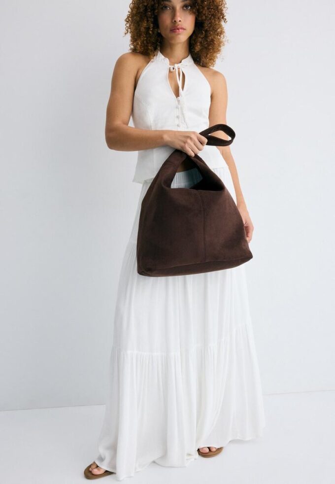 Bolso de hombro de ante sintético