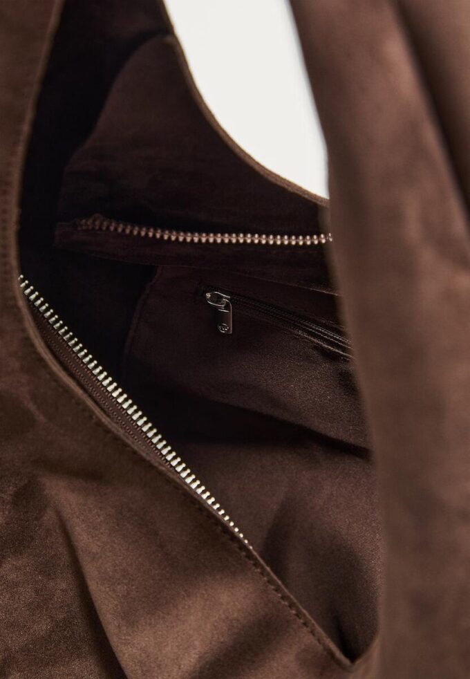 Bolso de hombro de ante sintético