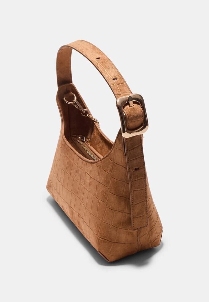 Bolso de hombro de ante sintético con detalle de hebilla