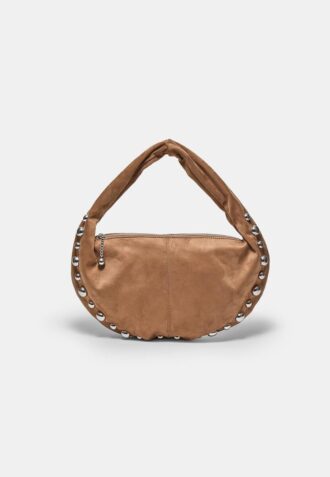 Bolso de hombro de ante sintético con tachuelas