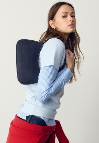 Bolso de hombro de denim con forma de media luna