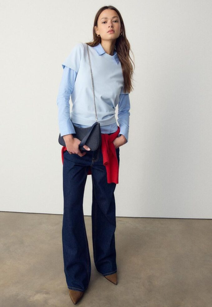 Bolso de hombro de denim con forma de media luna Bolso de hombro de denim con forma de media luna