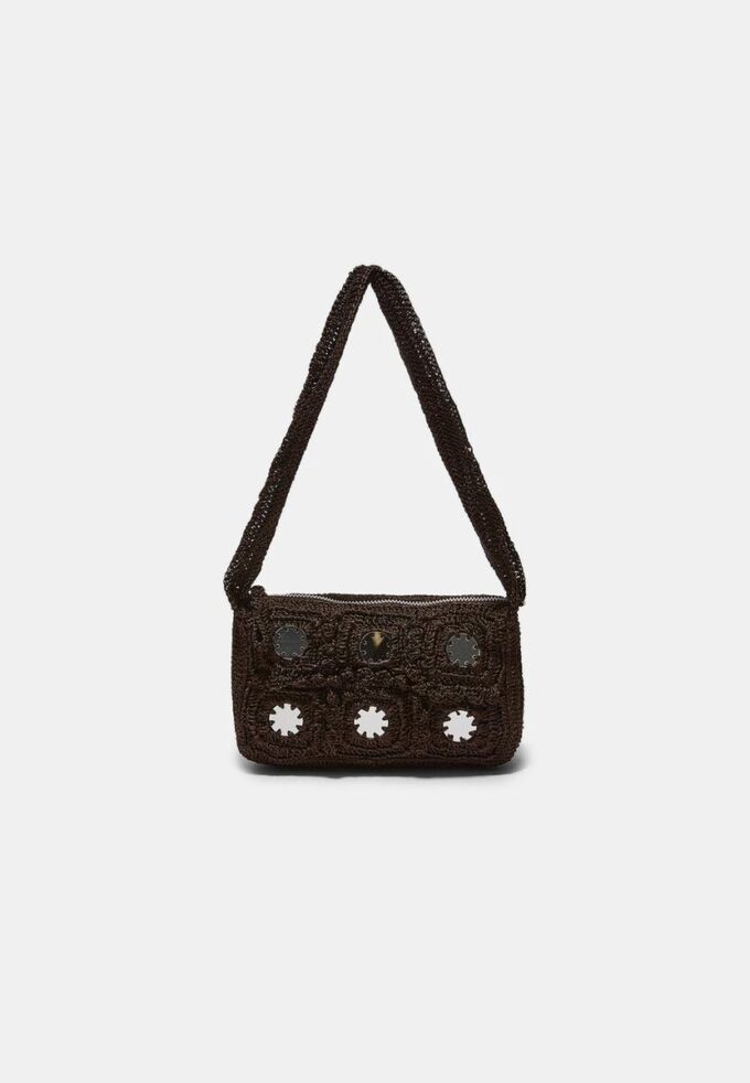 Bolso de hombro de ganchillo con espejos Bolso de hombro de ganchillo con espejos