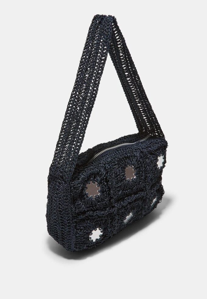 Bolso de hombro de ganchillo con espejos Bolso de hombro de ganchillo con espejos