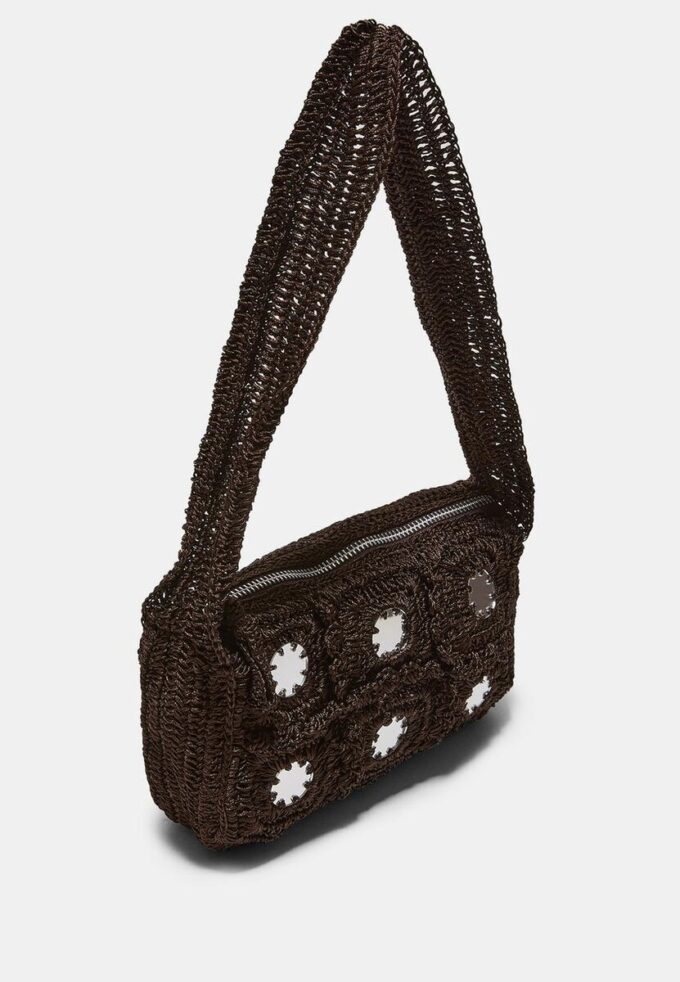 Bolso de hombro de ganchillo con espejos Bolso de hombro de ganchillo con espejos