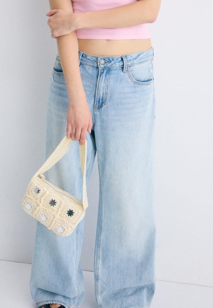 Bolso de hombro de ganchillo con espejos Bolso de hombro de ganchillo con espejos