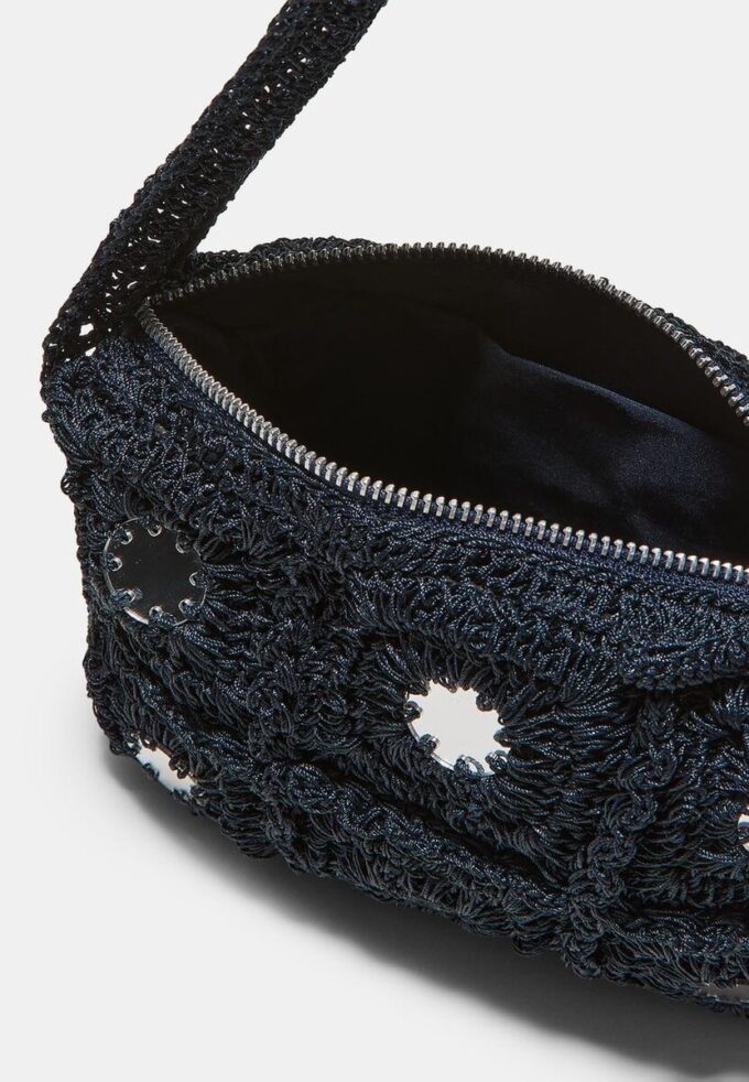 Bolso de hombro de ganchillo con espejos Bolso de hombro de ganchillo con espejos