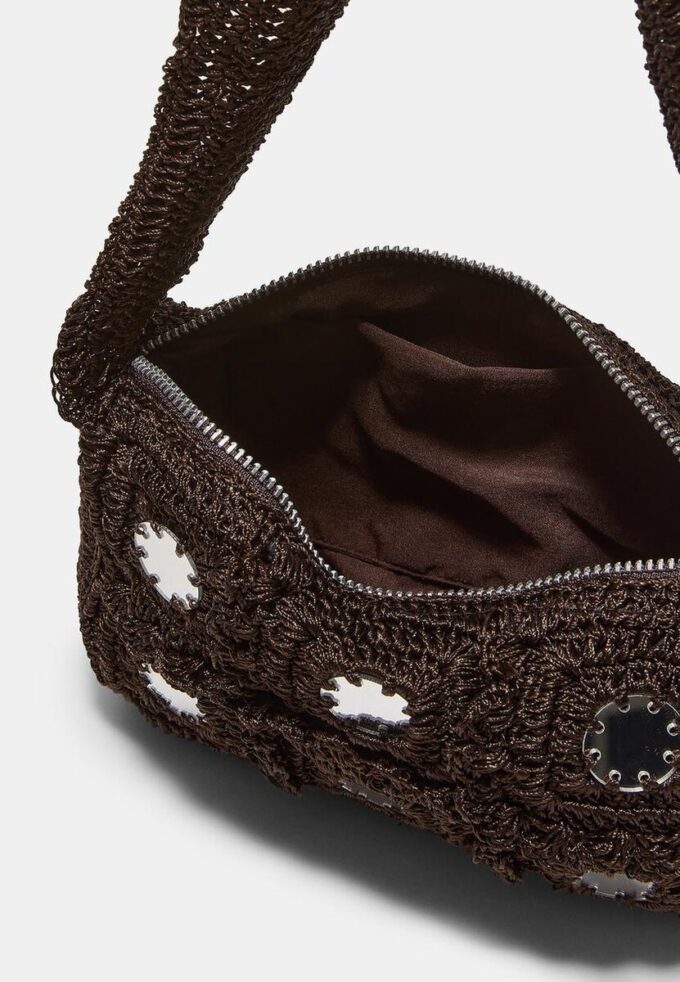 Bolso de hombro de ganchillo con espejos Bolso de hombro de ganchillo con espejos