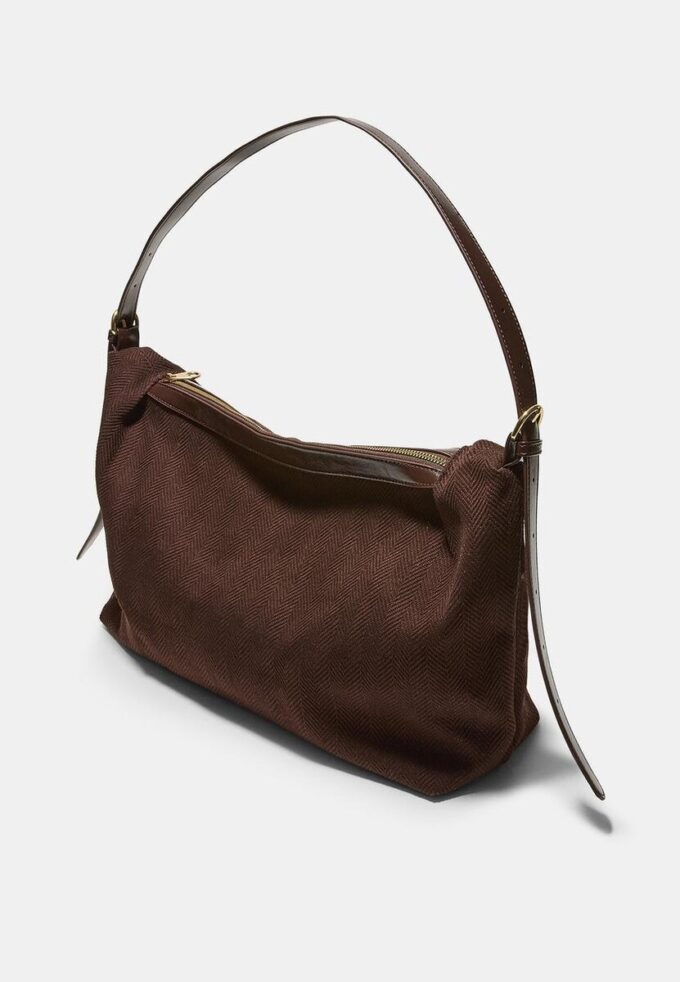 Bolso de hombro de lona en contraste Bolso de hombro de lona en contraste