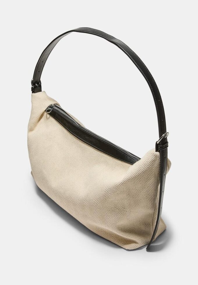 Bolso de hombro de lona en contraste Bolso de hombro de lona en contraste