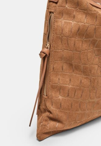 Bolso de hombro de tacto suave con cremalleras