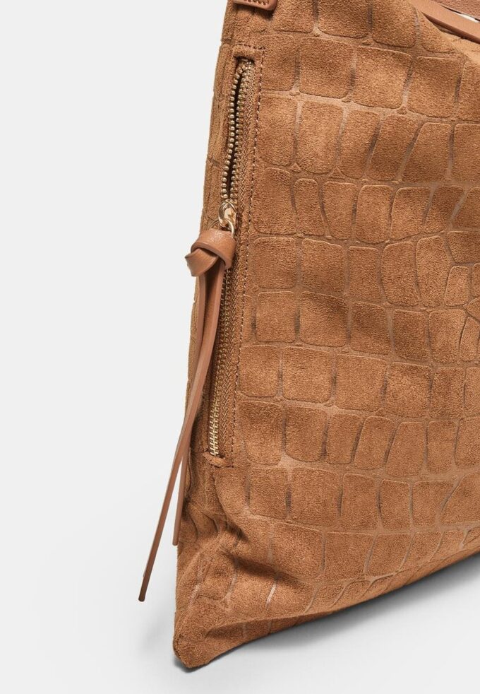 Bolso de hombro de tacto suave con cremalleras