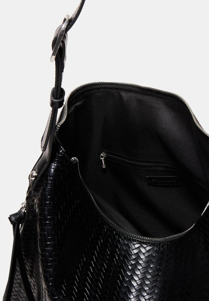Bolso de hombro de tacto suave con cremalleras