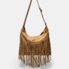 Bolso de hombro de tacto suave con detalle de flecos