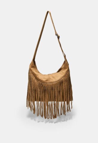 Bolso de hombro de tacto suave con detalle de flecos