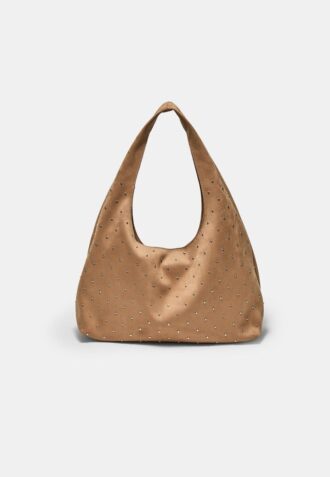 Bolso de hombro de tacto suave con pedrería